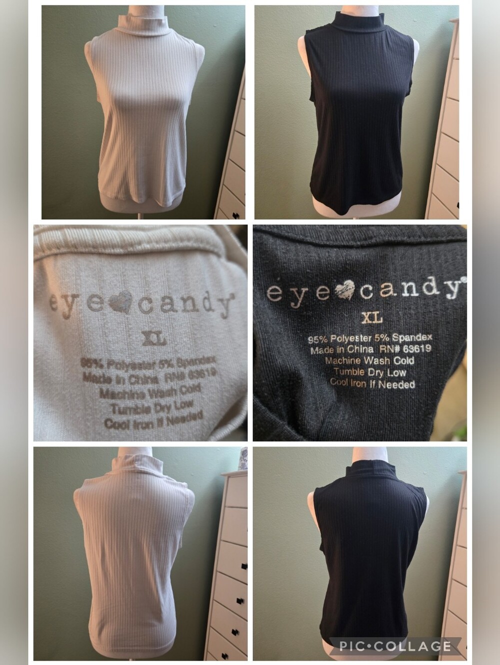 Eye Candy Pair Of Women's Sleeveless Mock Turtleneck Tops